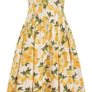 Women Sun Dresses Lemon Spaghetti Strap A Line Square Neck Maxi Dress Vacation Party Beach Outfits