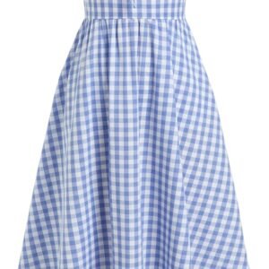 Women's Gingham Maxi Dresses Bow Tie Square Neck Plaid Milkmaid Dress with Pockets Summer Long Dress Vacation Outfits