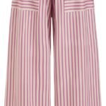 Womens Palazzo Pants Wide Leg Lounge Striped Drawstring with Pockets High Waisted Flowy Summer Casual Pants