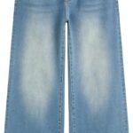 Baggy Wide Leg Jeans for Women Middle Waisted Y2k Straight Leg Bow Jeans Denim Pants with Pockets