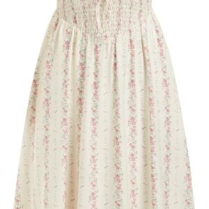 Womens Floral Summer Dresses Wedding Guest Dress Smocked Lace Square Neck Sleeveless Midi A Line Casual Sundress