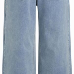 Womens Drawstring Baggy Wide Leg Jeans High Elastic Waist Boyfriend Jeans with Deep Pockets Trendy Denim Pants