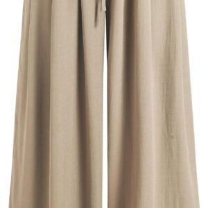 Palazzo Pants for Women Wide Leg Drawsting Elastic High Waisted Comfy Casual Flowy Pants with Pockets
