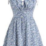 Floral Dress for Women Summer Mini Sundresses Spaghetti Strap Cute Vacation Dresses Boho Casual Outfits