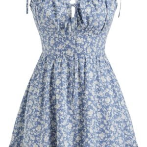 Floral Dress for Women Summer Mini Sundresses Spaghetti Strap Cute Vacation Dresses Boho Casual Outfits
