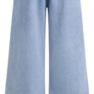 Drawstring Baggy Wide Leg Jeans for Women High Waisted Pull On Jeans Denim Pants with Pockets