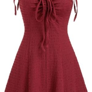 Women Summer Mini Dresses Cute Short Sundress Casual Tie Strap Sleeveless Dress