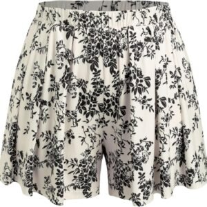 Plus Size Women Shorts Elastic Waist Wide Leg Flowy Shorts Lounge Summer Vacation Boho Casual Outfits
