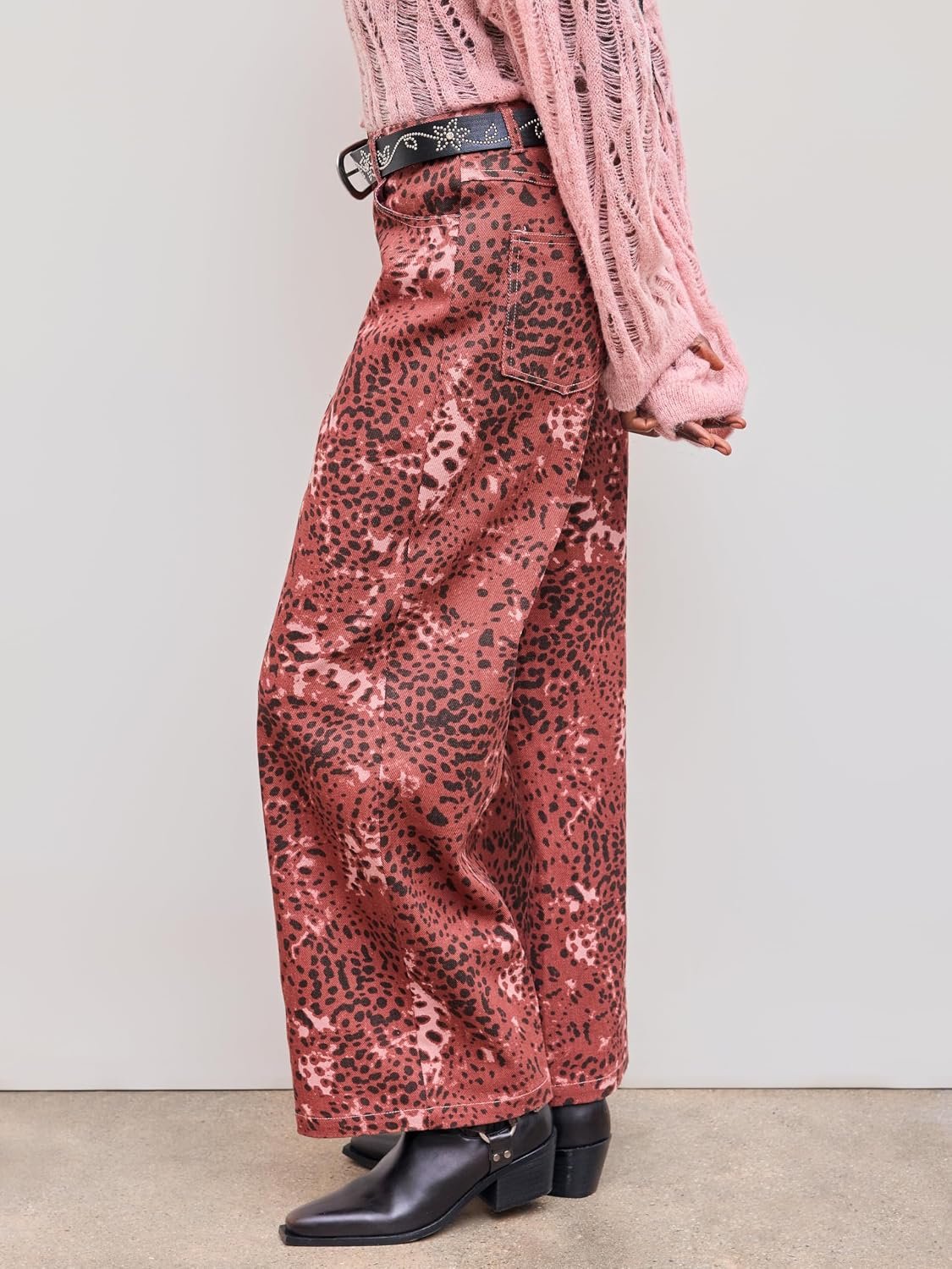Leopard Pants for Women Wide Leg - Animal Print Jeans Casual Statement - Image 3