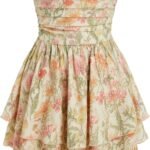 Women's Summer Cocktail Dress - Tube Ruched Ruffle Mini Dress | Strapless, Country Concert, Western Cowgirl Outfits