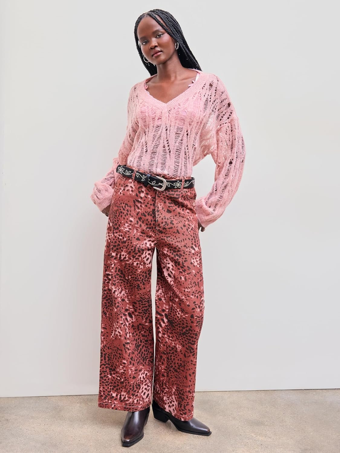 Leopard Pants for Women Wide Leg - Animal Print Jeans Casual Statement - Image 2