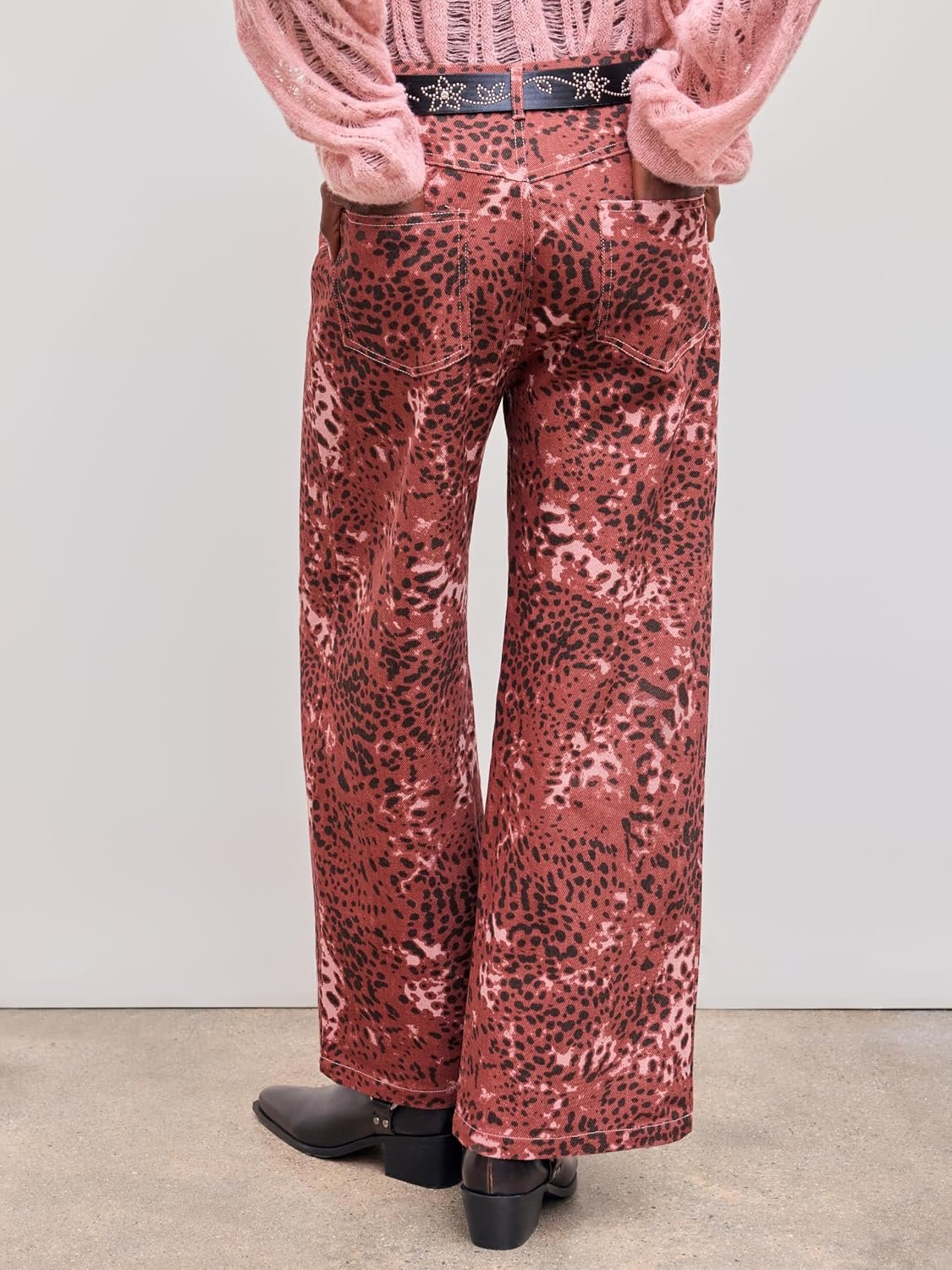 Leopard Pants for Women Wide Leg - Animal Print Jeans Casual Statement - Image 4